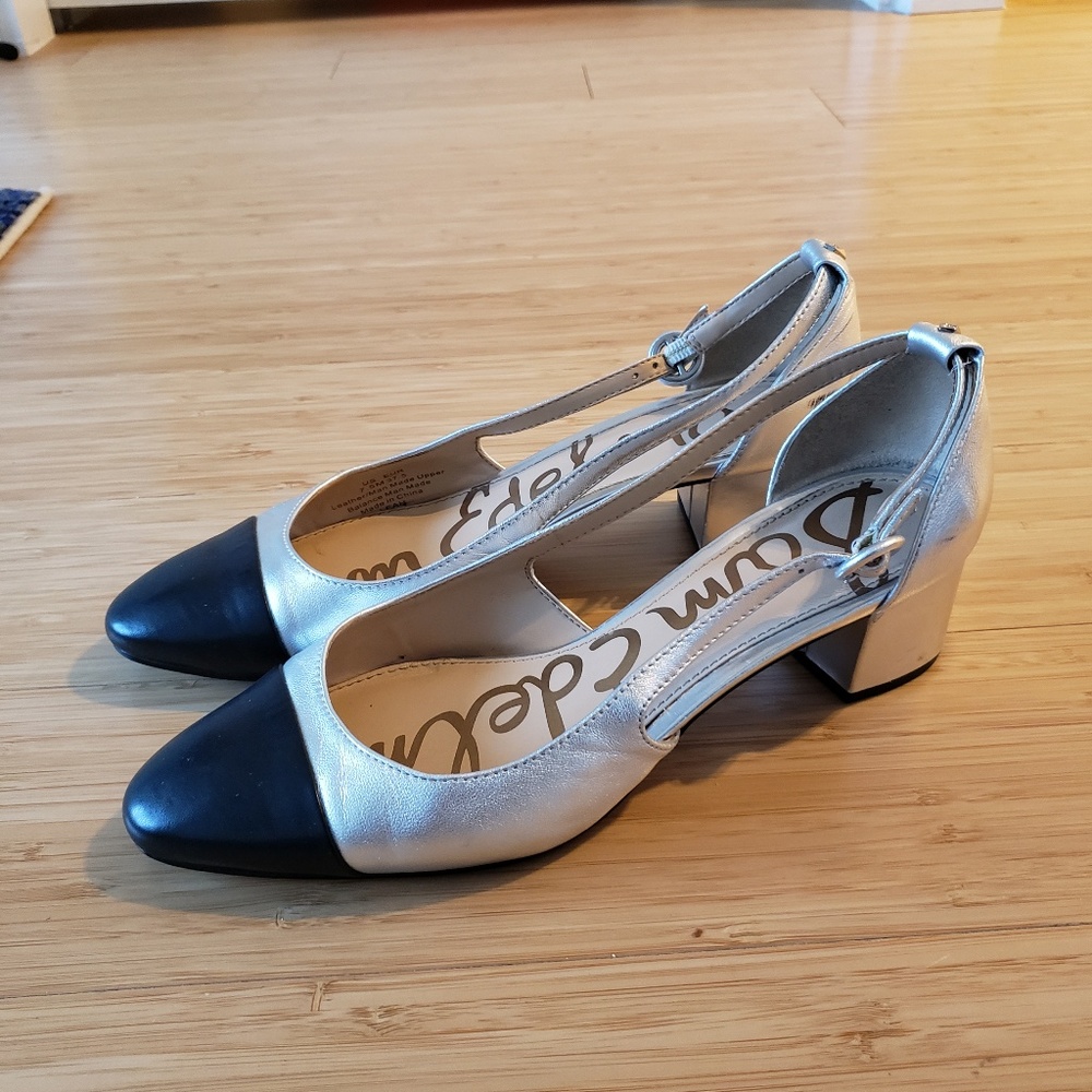 Sam Edelman Leah Cap-toe Pumps in Silver/Black